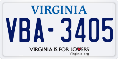 VA license plate VBA3405