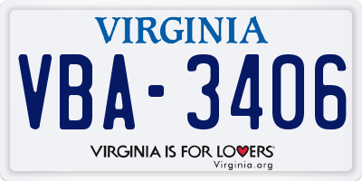 VA license plate VBA3406