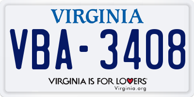 VA license plate VBA3408