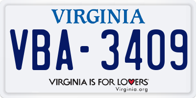 VA license plate VBA3409