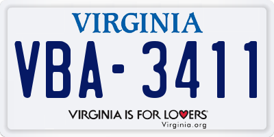 VA license plate VBA3411