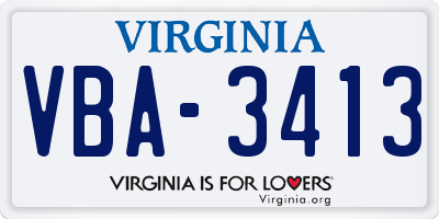 VA license plate VBA3413