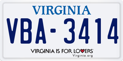 VA license plate VBA3414