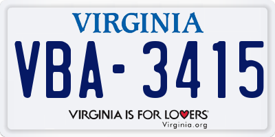 VA license plate VBA3415