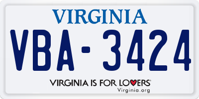VA license plate VBA3424