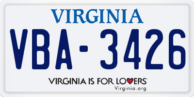 VA license plate VBA3426