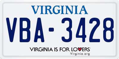 VA license plate VBA3428