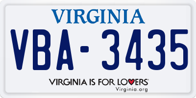 VA license plate VBA3435