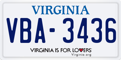 VA license plate VBA3436