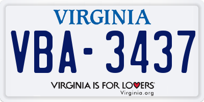 VA license plate VBA3437