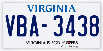 VA license plate VBA3438