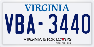 VA license plate VBA3440