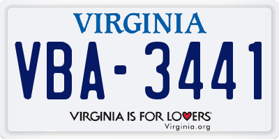 VA license plate VBA3441