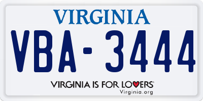 VA license plate VBA3444