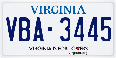 VA license plate VBA3445