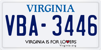 VA license plate VBA3446