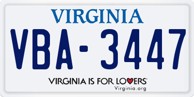 VA license plate VBA3447