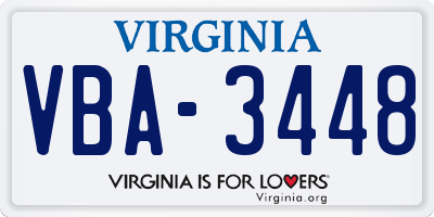VA license plate VBA3448