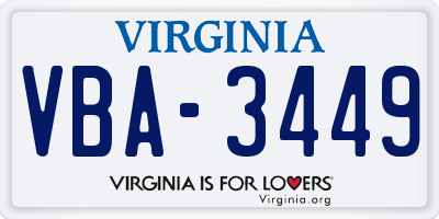VA license plate VBA3449