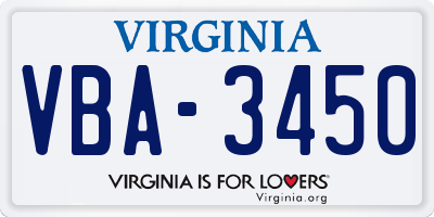VA license plate VBA3450