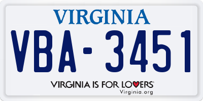 VA license plate VBA3451