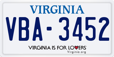 VA license plate VBA3452