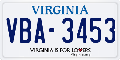 VA license plate VBA3453