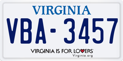 VA license plate VBA3457