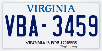 VA license plate VBA3459