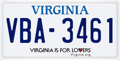 VA license plate VBA3461