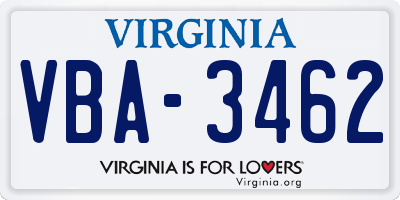 VA license plate VBA3462