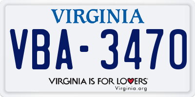 VA license plate VBA3470