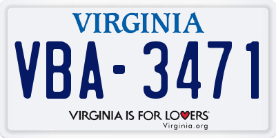 VA license plate VBA3471
