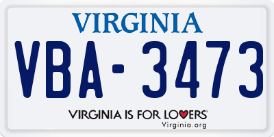 VA license plate VBA3473