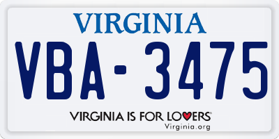 VA license plate VBA3475