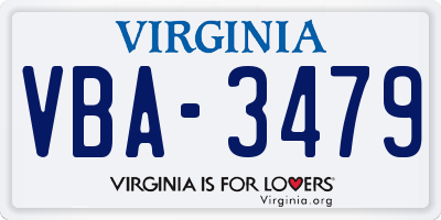 VA license plate VBA3479