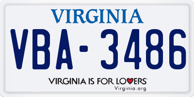 VA license plate VBA3486