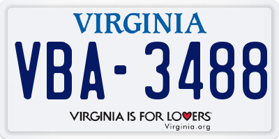 VA license plate VBA3488