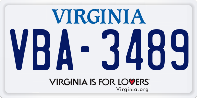 VA license plate VBA3489
