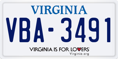 VA license plate VBA3491