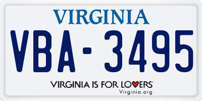 VA license plate VBA3495