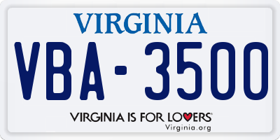 VA license plate VBA3500