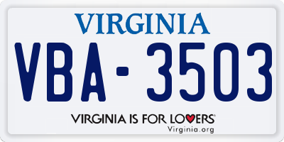 VA license plate VBA3503