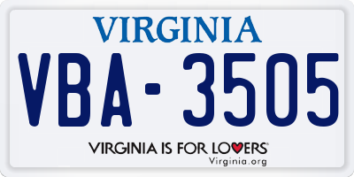 VA license plate VBA3505