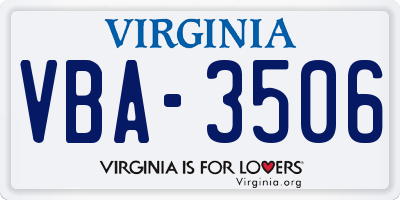 VA license plate VBA3506