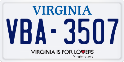 VA license plate VBA3507