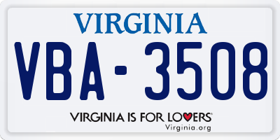 VA license plate VBA3508