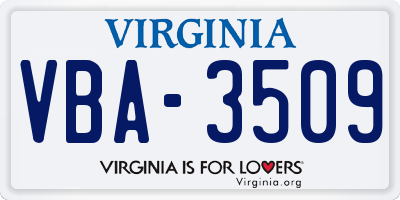 VA license plate VBA3509