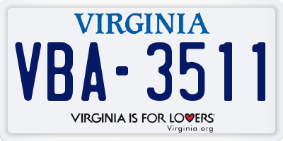 VA license plate VBA3511