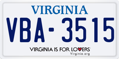 VA license plate VBA3515